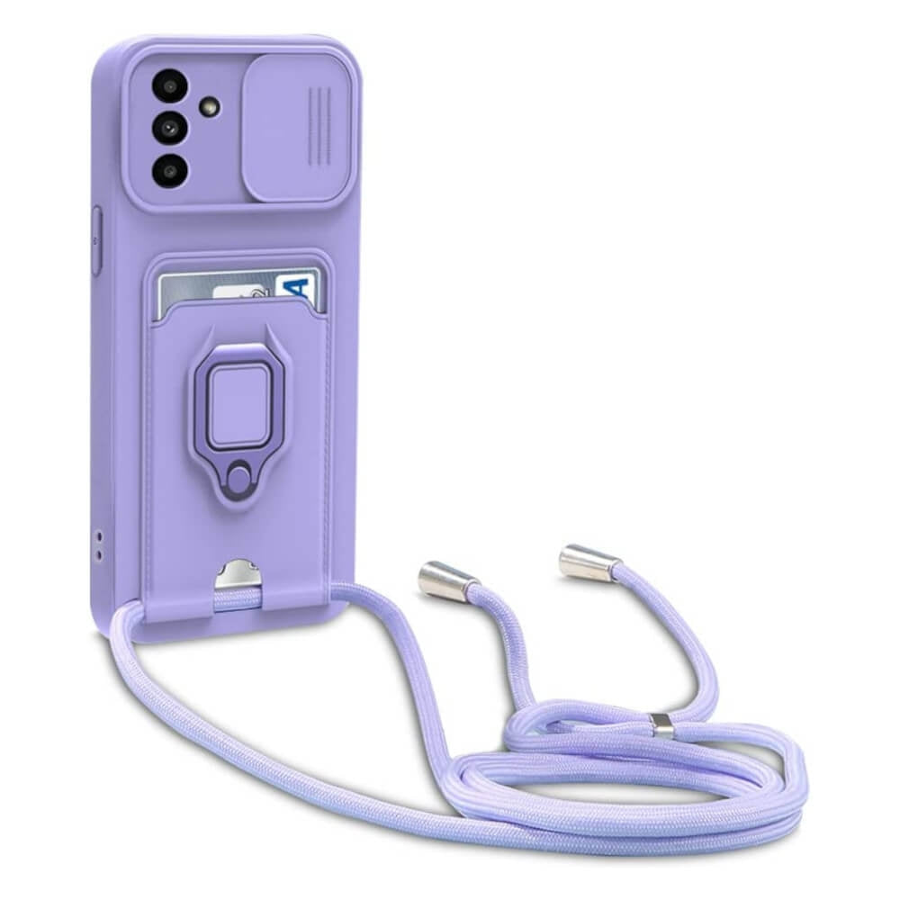 Bodycell Multifunction - Ανθεκτική Θήκη Samsung Galaxy A14 με Λουράκι Λαιμού / Κάλυμμα Κάμερας / Ring Holder / Υποδοχή Κάρτας