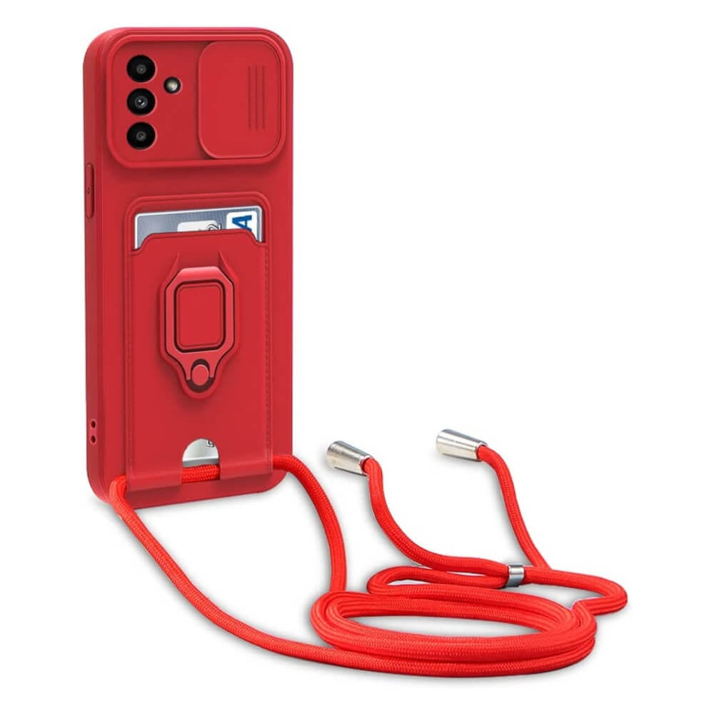 Bodycell Multifunction - Ανθεκτική Θήκη Samsung Galaxy A14 με Λουράκι Λαιμού / Κάλυμμα Κάμερας / Ring Holder / Υποδοχή Κάρτας