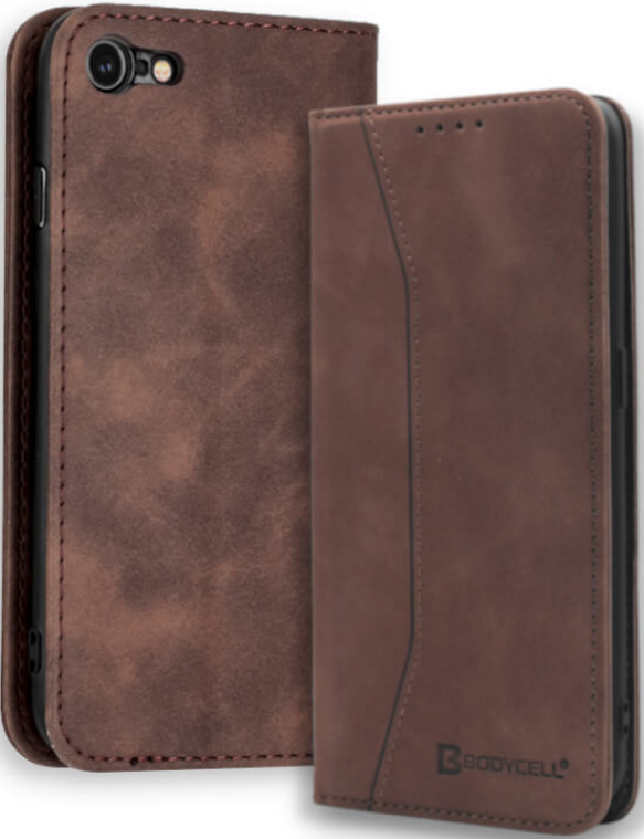 Bodycell Θήκη - Πορτοφόλι Apple iPhone SE 2022 / 2020 / 8 / 7 - Dark Brown (5206015057434)