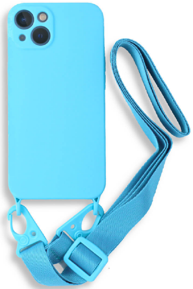 Bodycell Θήκη Σιλικόνης με Λουράκι Λαιμού - Apple iPhone 13 - Light Blue (5206015000287)