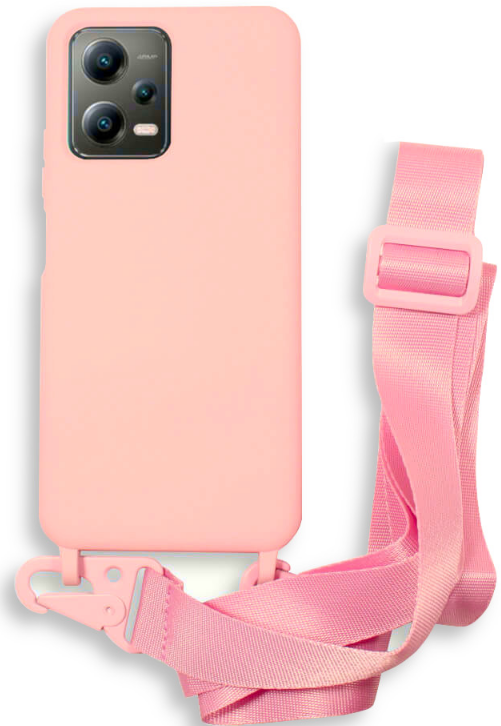 Bodycell Θήκη Σιλικόνης με Λουράκι Λαιμού - Xiaomi Redmi Note 12 5G / Poco X5 - Pink (5206015023842)