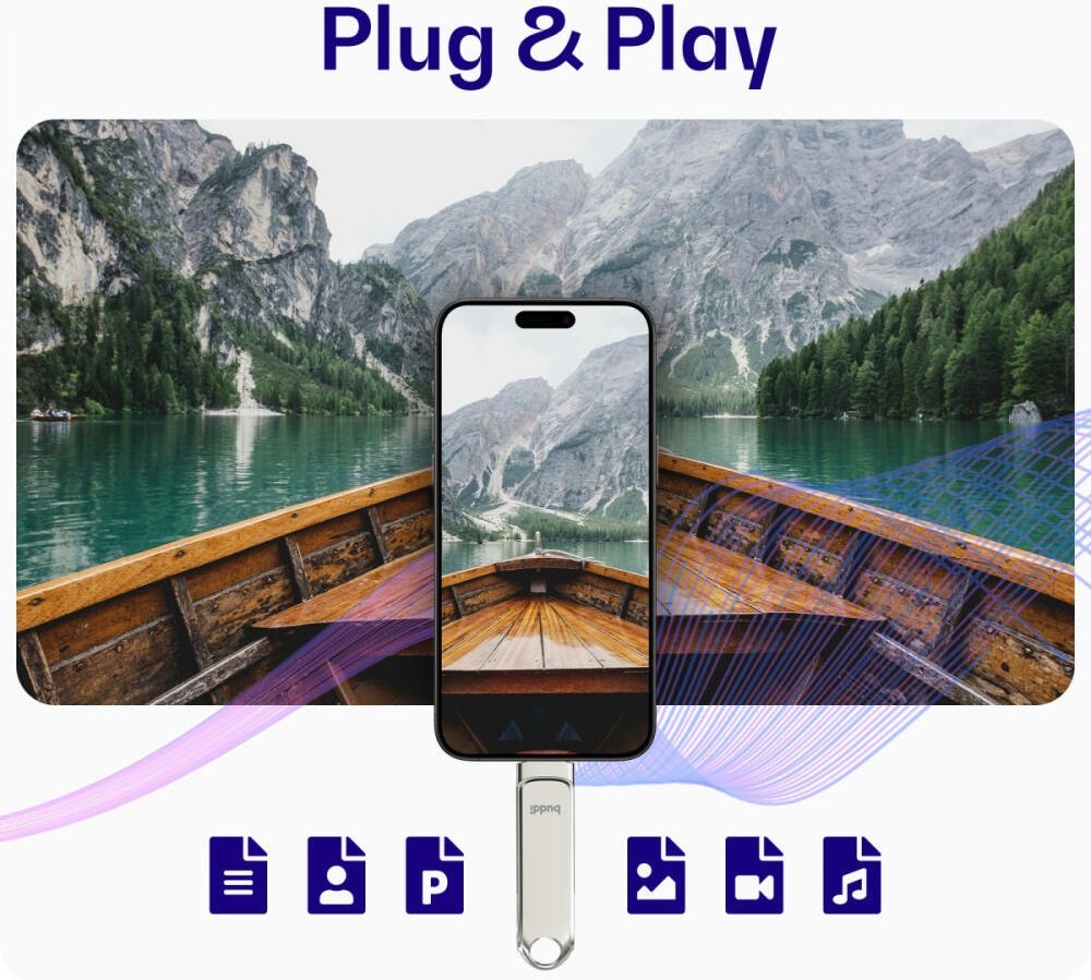 USB-A & Type-C Stick Buddi Dual Memory Stick USB 3.1 128GB για iOS & Android 5 Έτη Εγγύηση - Grey