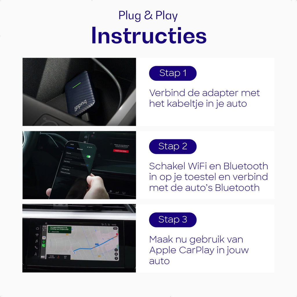 Buddi Bluetooth Apple Carplay Adapter - Ασύρματος Αντάπτορας Bluetooth για Apple CarPlay - Blue - 5 Έτη Εγγύηση (871924638767