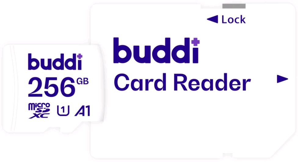 Buddi Κάρτα Μνήμης MicroSD 256GB Class U1A1 με Αντάπτορα SDXC - White - 5 Έτη Εγγύηση (8719246387371)