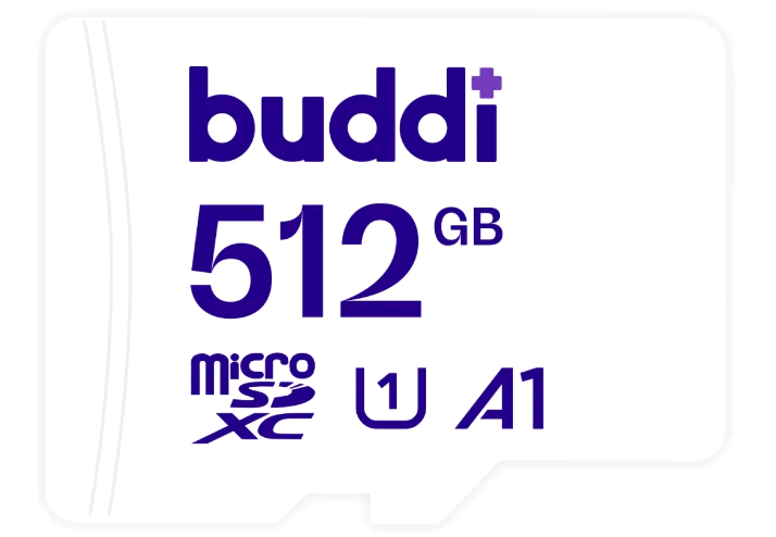 Buddi Κάρτα Μνήμης MicroSD 512GB Class U1A1 με Αντάπτορα SDXC - White - 5 Έτη Εγγύηση (8719246387388)