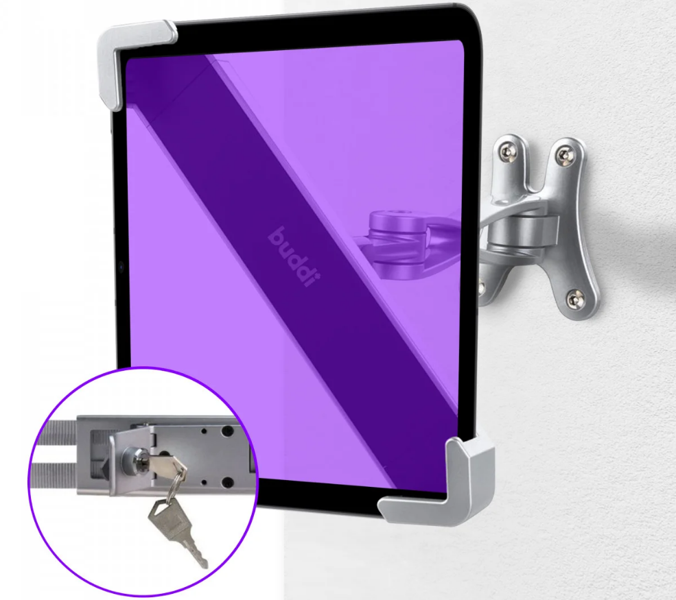 Buddi Lock Series Tablet Holder Wall Mount with Theft Protection - Universal Αντικλεπτική Βιδωτή Βάση Τοίχου για Στήριξη Tabl