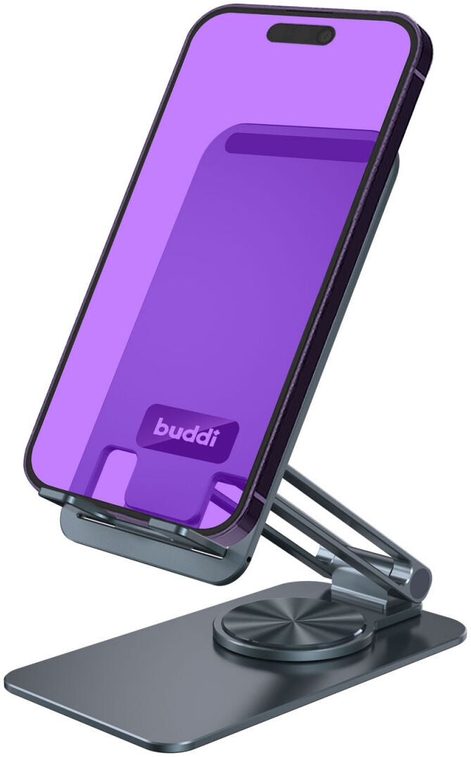 Buddi Phone Holder for Desk - Αναδιπλούμενη Περιστρεφόμενη Βάση Γραφείου για Smartphone / Tablet - Space Grey - 5 Έτη Εγγύηση