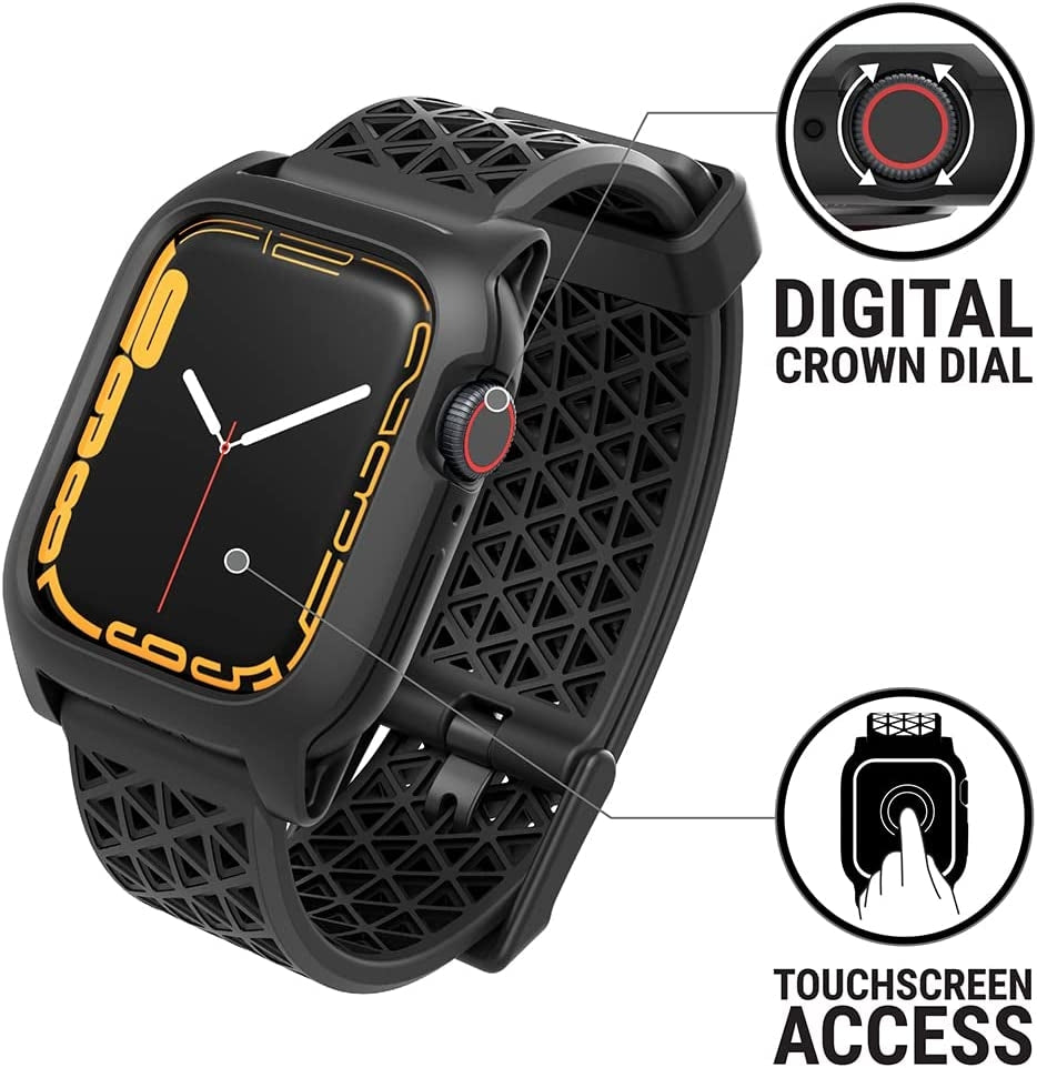 Catalyst Ανθεκτική Θήκη Active Defence και Λουράκι Σιλικόνης Apple Watch 9 / 8 / 7 41mm - Stealth Black (CAT41DROP7BLK)