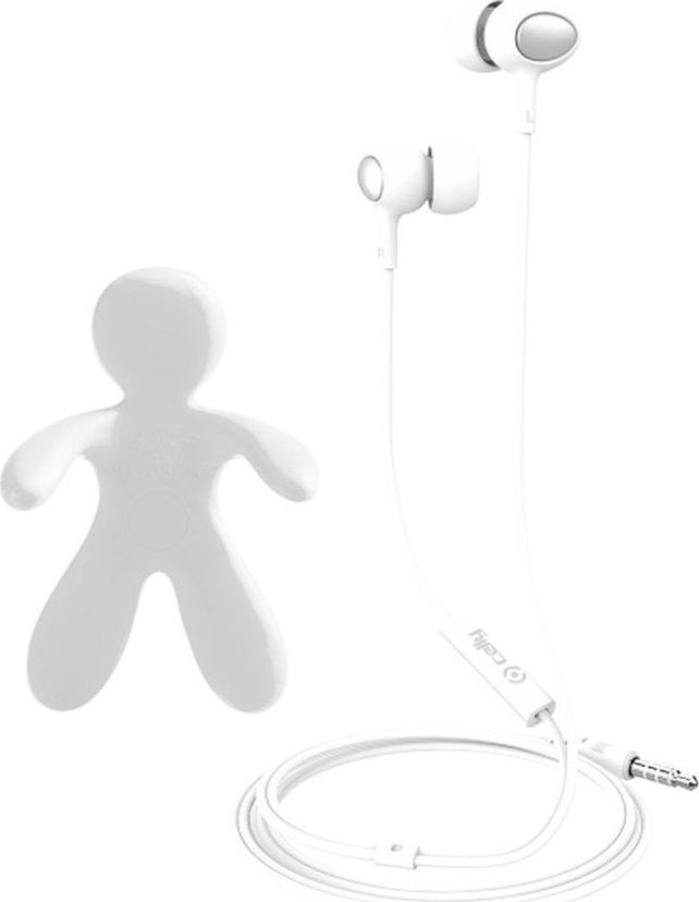 Celly Cesare & Augusto Car Freshner Bundle / Stereo Earphones - Σετ Handsfree Ακουστικά / Αρωματικό Αυτοκινήτου - White (CESA