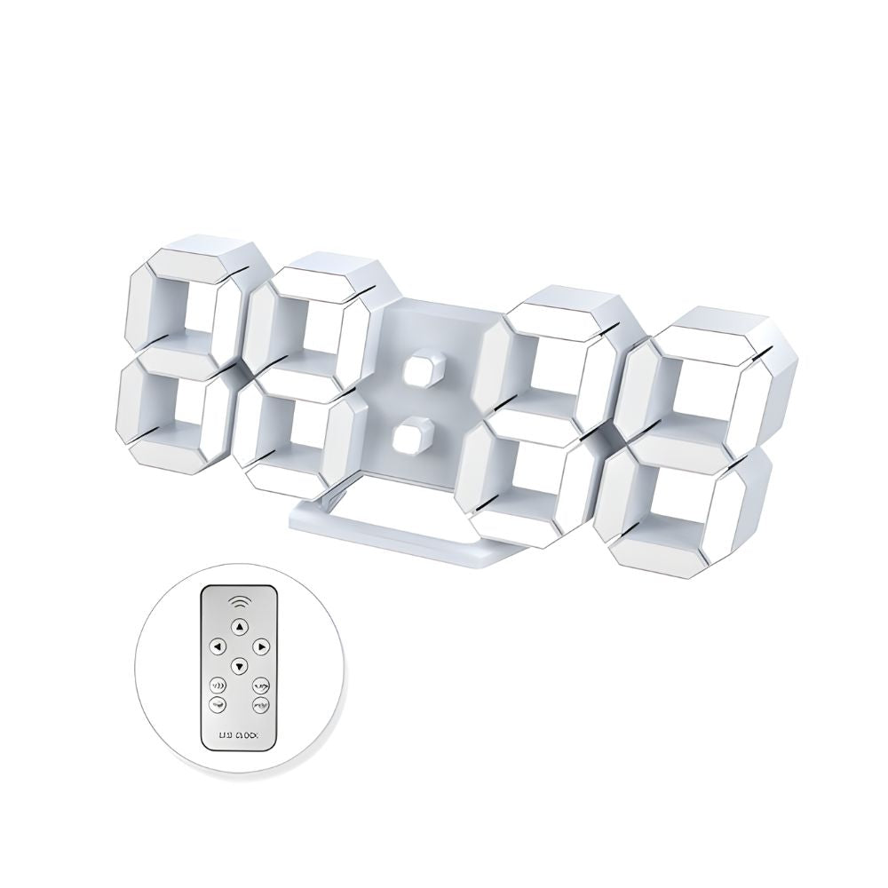 Επιτραπέζιο Ψηφιακό Ρολόι Nightlight με Ξυπνητήρι και Τηλεχειριστήριο White (size S)