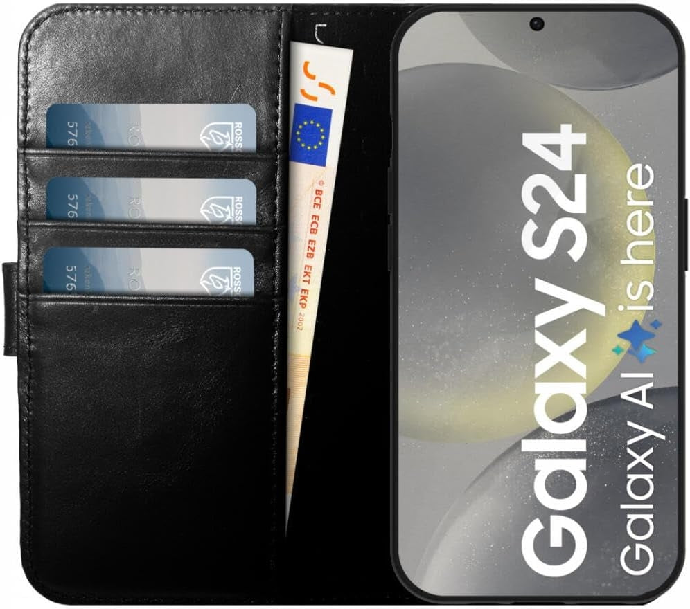 Δερμάτινη MagSafe Θήκη / Πορτοφόλι - Samsung Galaxy S24 - Rosso Elite - Black (8719246426698)