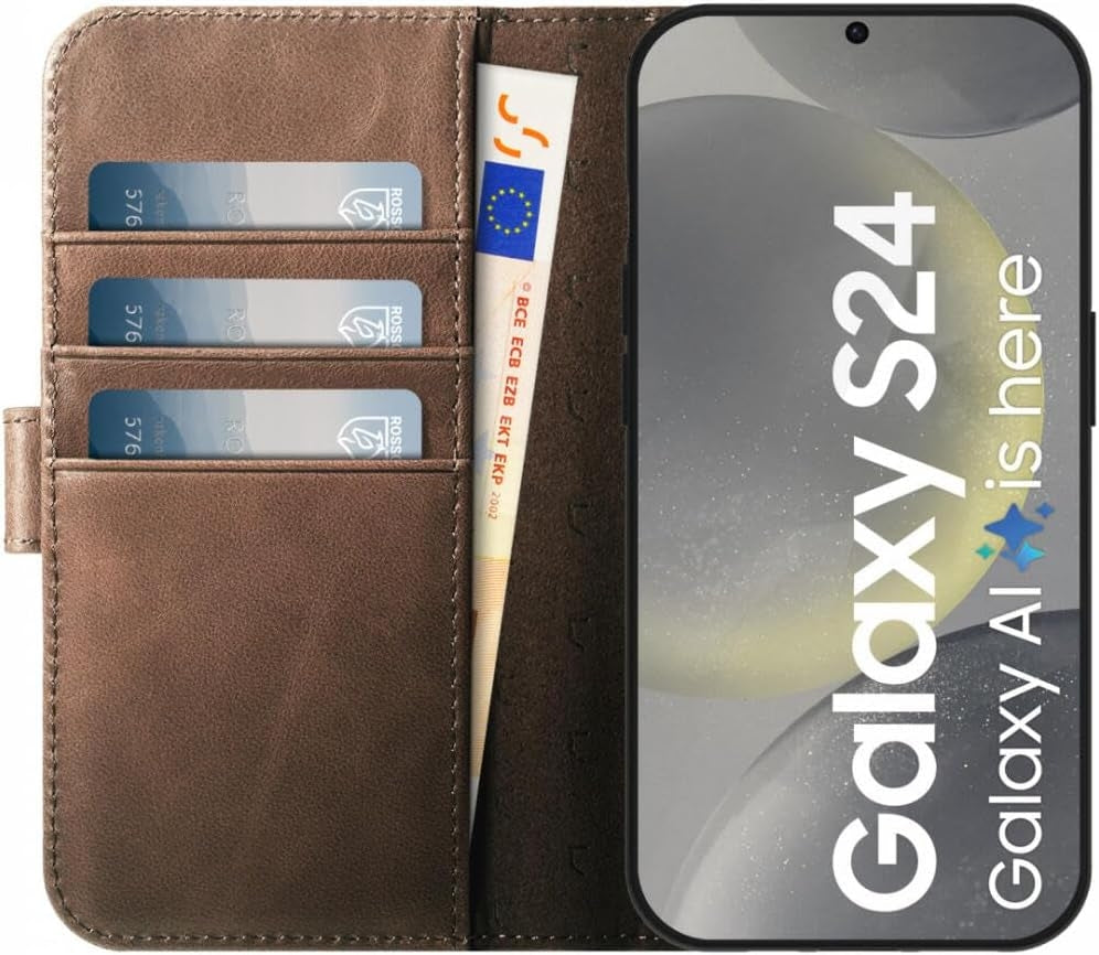 Δερμάτινη MagSafe Θήκη / Πορτοφόλι - Samsung Galaxy S24 - Rosso Elite - Brown (8719246426711)