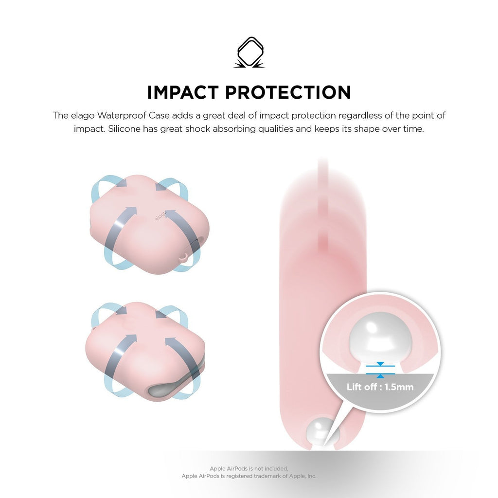 Elago AirPods Waterproof Case - Αδιάβροχη Θήκη για AirPods 2nd Gen / 1st Gen - Lovely Pink (EAPWF-BA-LPK)