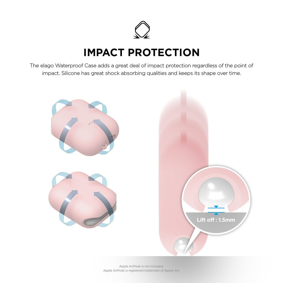 Elago AirPods Waterproof Case - Αδιάβροχη Θήκη για AirPods 2nd Gen / 1st Gen - Lovely Pink (EAPWF-BA-LPK)