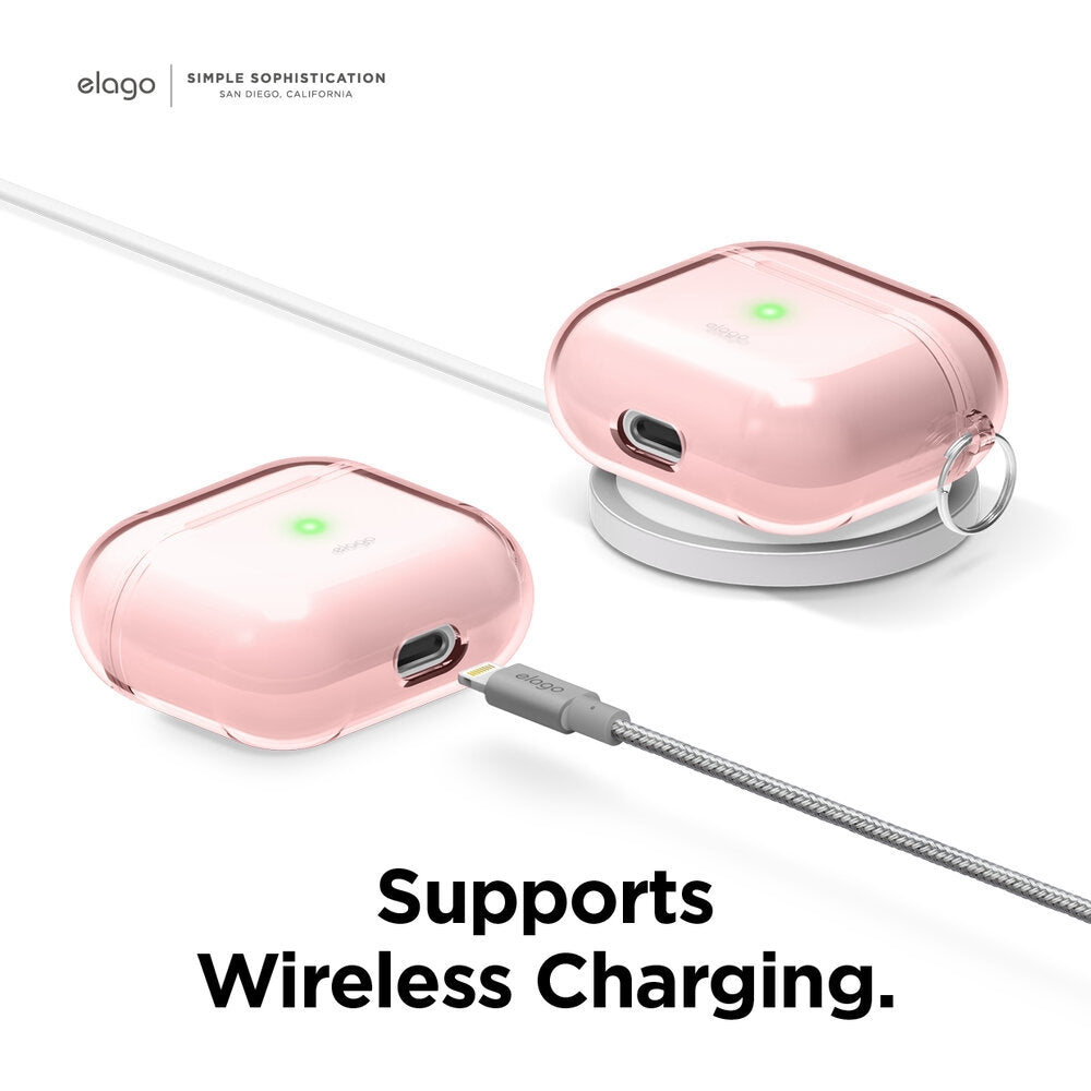 Elago AirPods 3 Clear TPU Hang Case - Ημιδιάφανη Θήκη για AirPods 3rd Gen - Lovely Pink (EAP3CL-HANG-LPK)