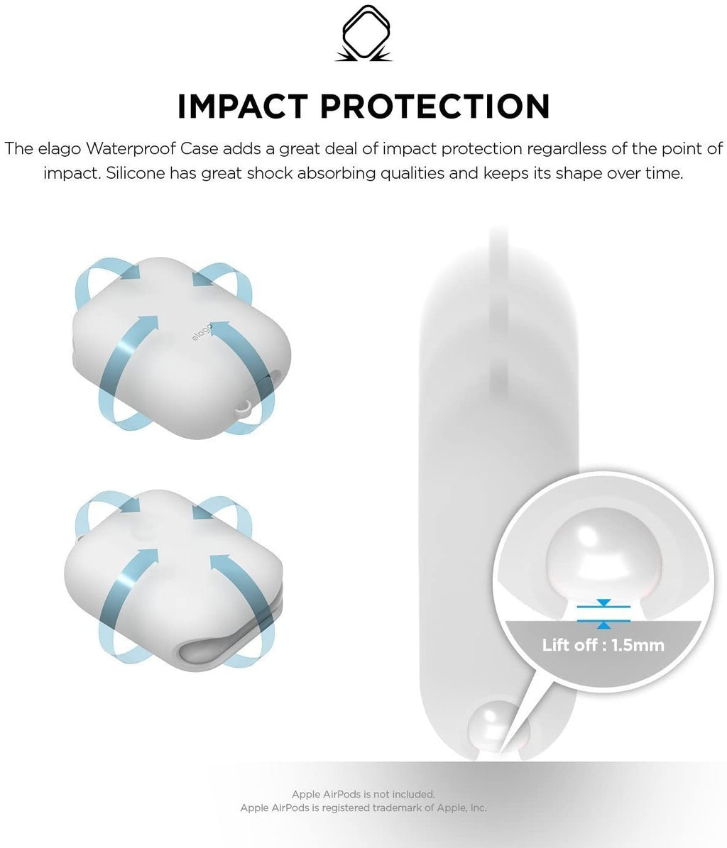 Elago AirPods Waterproof Case - Αδιάβροχη Θήκη για AirPods 2nd Gen / 1st Gen - White (EAPWF-BA-WH)