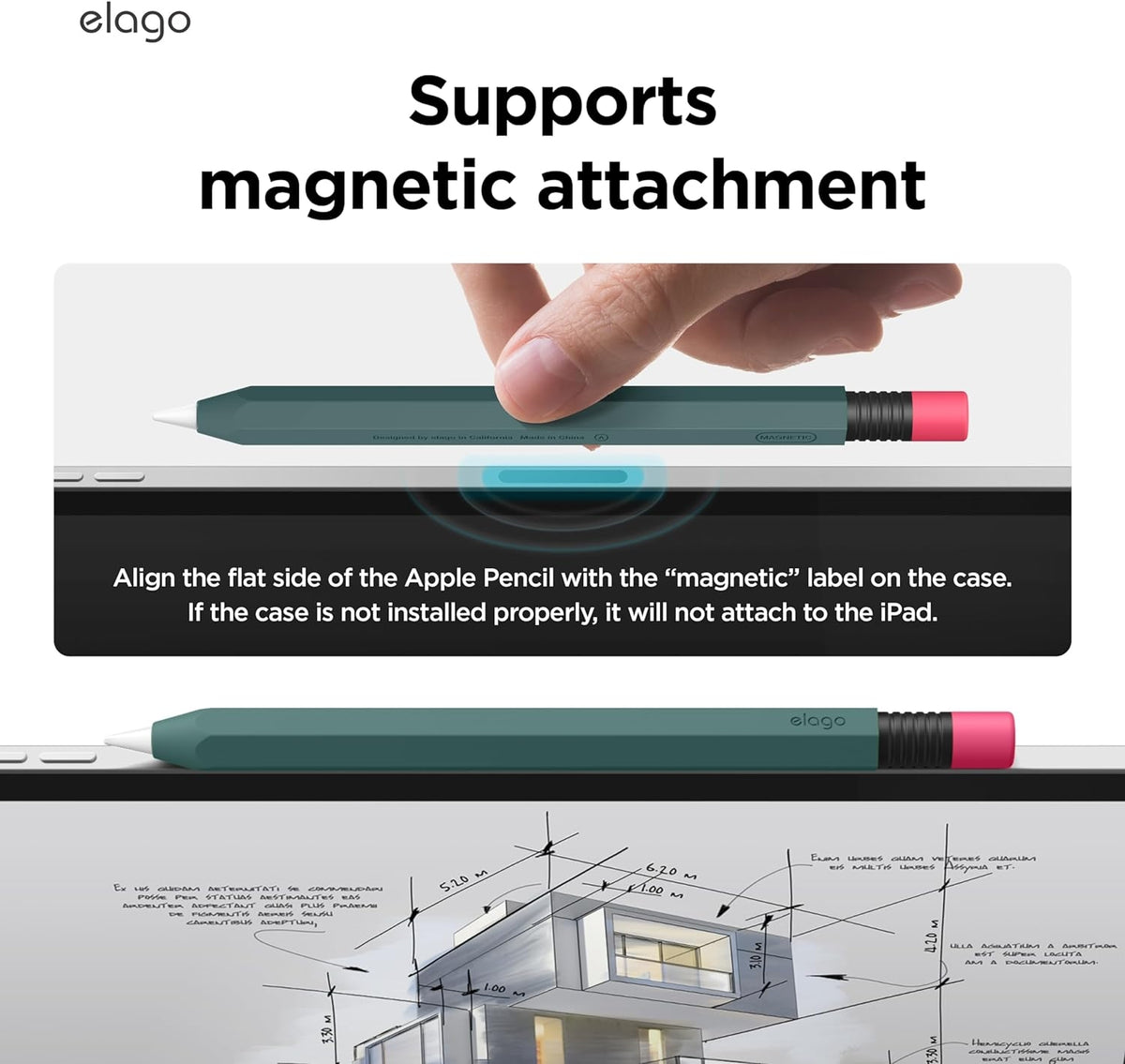 Elago Classic Pencil Case - Θήκη Premium Σιλικόνης Apple Pencil USB-C - Midnight Green (EAPENC-SC-MGR)
