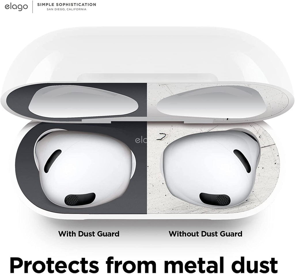 Elago Dust Guard - Προστατευτικό Μεταλλικό Αυτοκόλλητο Sticker για Θήκη AirPods 3rd Gen - Dark Gray - 2 Τεμάχια (EAP3-GUARD-D