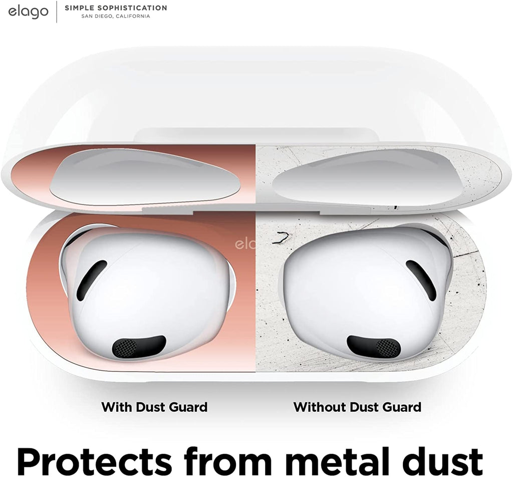 Elago Dust Guard - Προστατευτικό Μεταλλικό Αυτοκόλλητο Sticker για Θήκη AirPods 3rd Gen - Rose Gold - 2 Τεμάχια (EAP3-GUARD-R