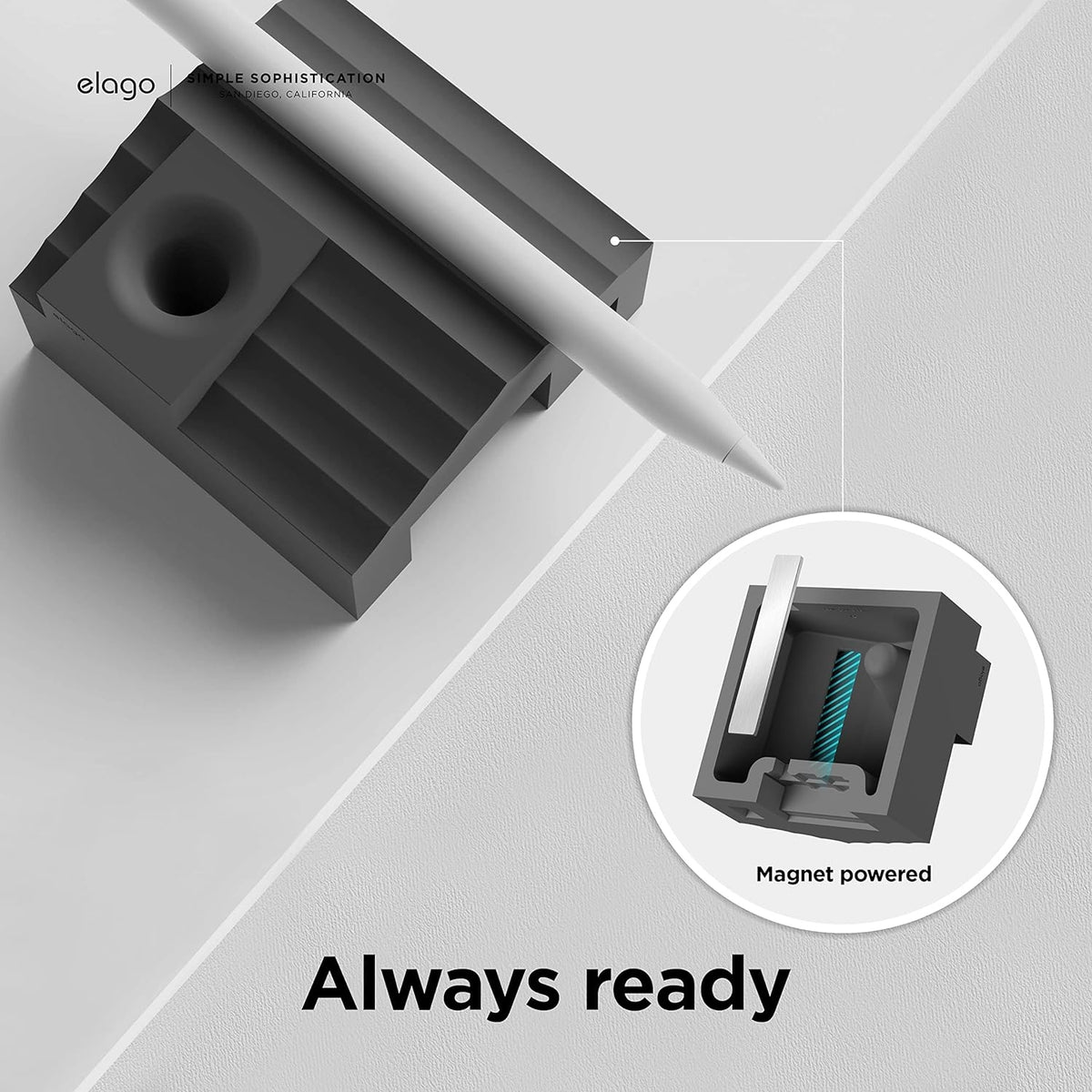 Elago Home Stand - Βάση Premium Σιλικόνης για Apple Pencil / Γραφίδα - Dark Grey (EST-APEN-HOME-DGY)
