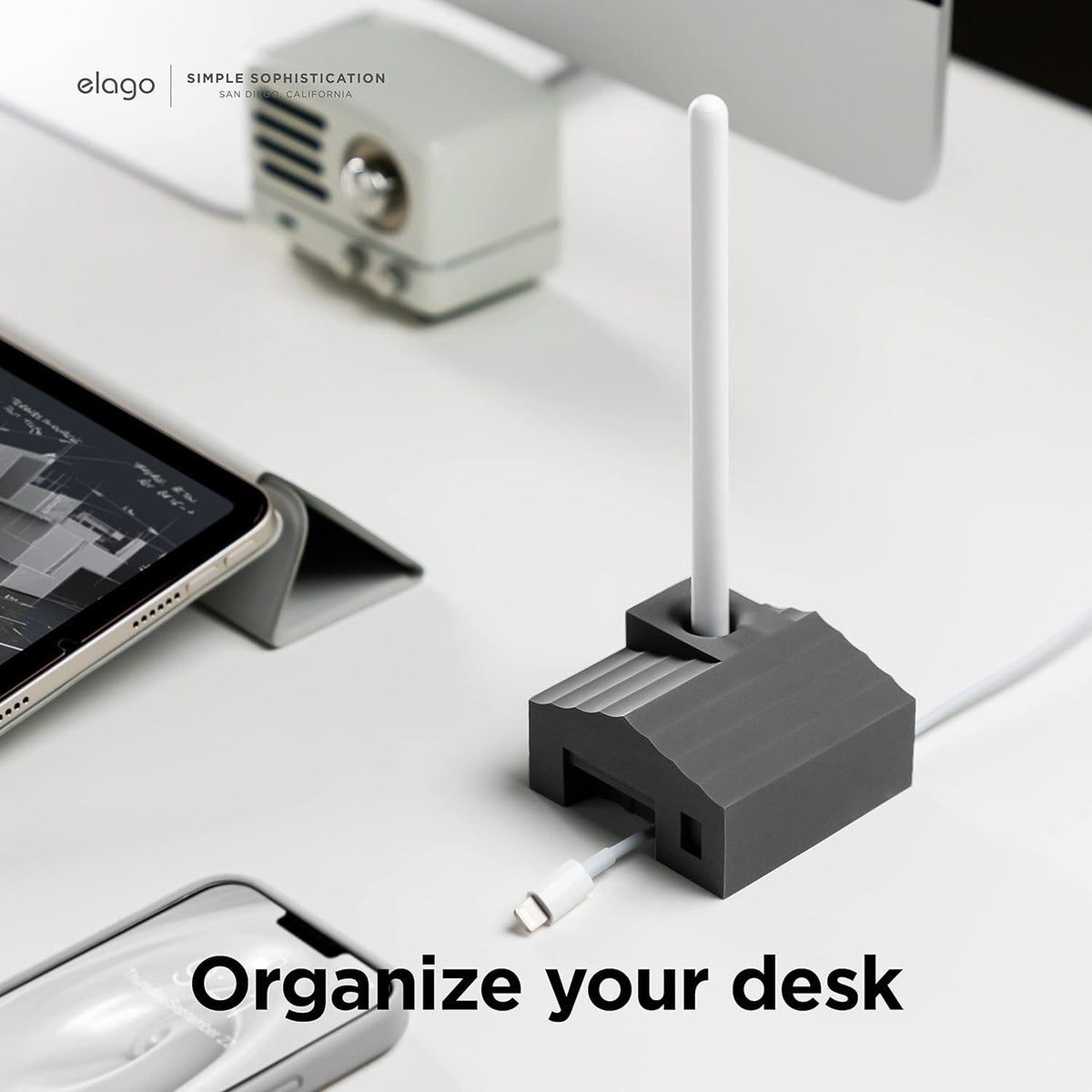 Elago Home Stand - Βάση Premium Σιλικόνης για Apple Pencil / Γραφίδα - Dark Grey (EST-APEN-HOME-DGY)