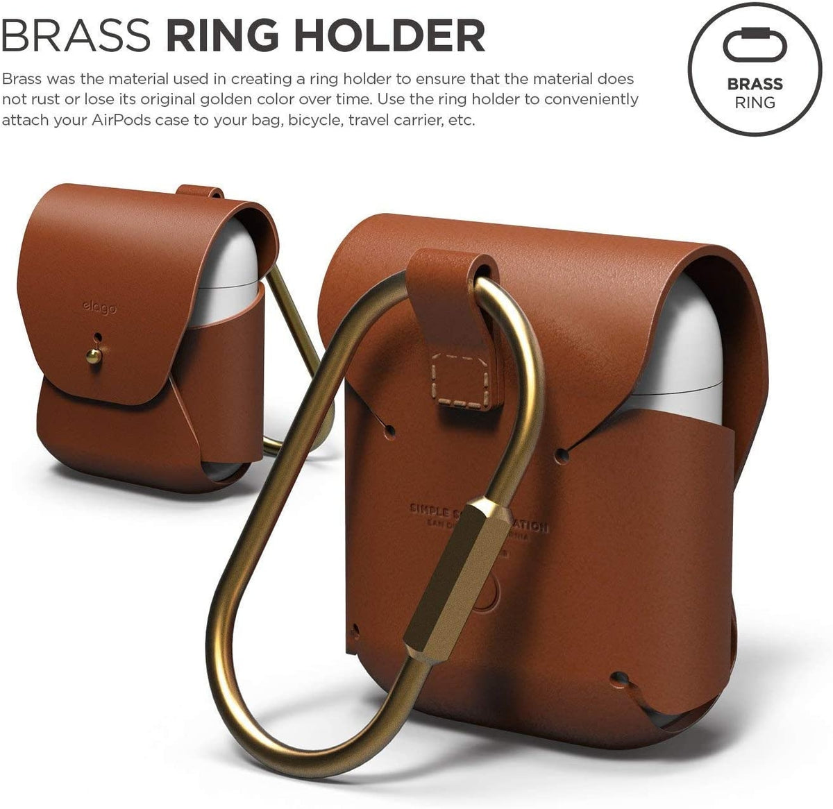 Elago Leather Case - Δερμάτινη Θήκη για AirPods 2nd Gen / 1st Gen - Brown (8809461764894)