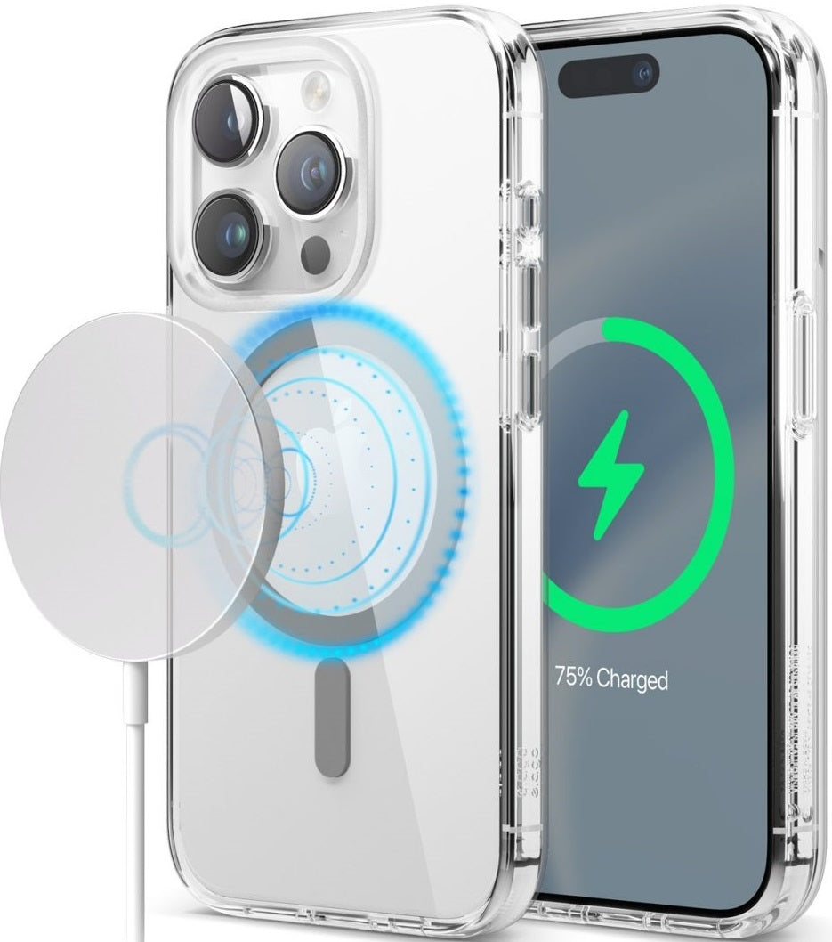 Elago Magnetic Hybrid - Διάφανη Σκληρή Θήκη MagSafe - Apple iPhone 15 Pro - Transparent / Medium Grey (ES15MSHB61PRO-TRMGY)