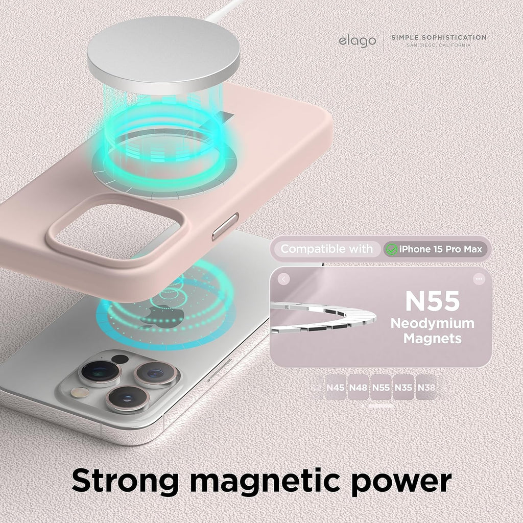 Elago Magnetic Silicone Case - Premium MagSafe Θήκη Σιλικόνης - Apple iPhone 15 Pro Max - Lovely Pink (ES15MSSC67PRO-LPK)