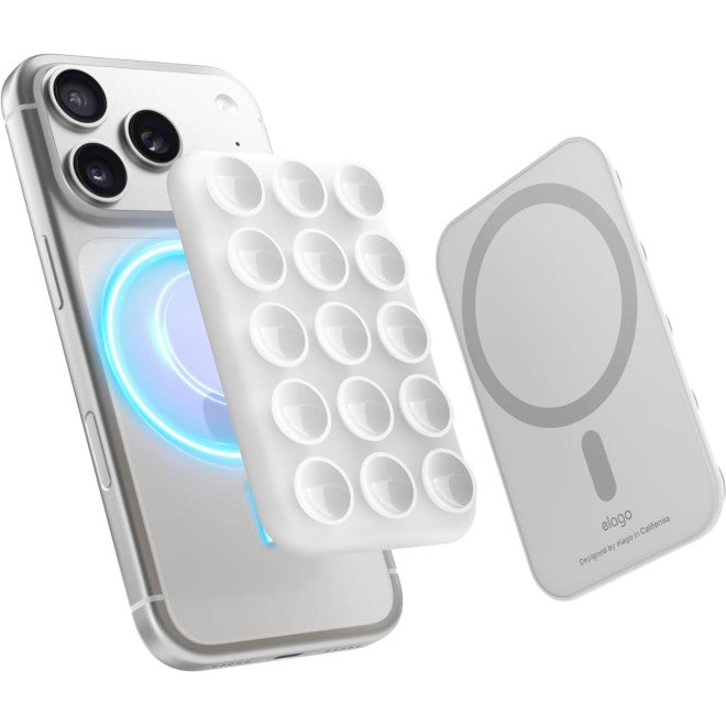 Βάση Στήριξης Elago Phone Mount για Κινητά / Smartphones με MagSafe & Βεντούζα από Σιλικόνη - White