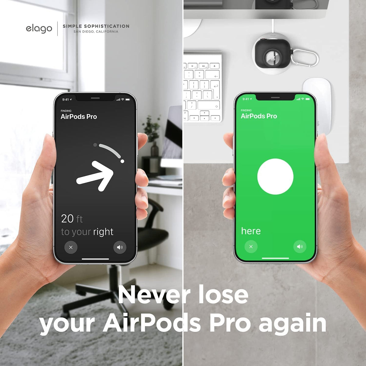 Elago Snap Shot Case - Θήκη Σιλικόνης για AirPods Pro 1st Gen και AirTag 2 / 1 - Black (EAPPAT1-BK)