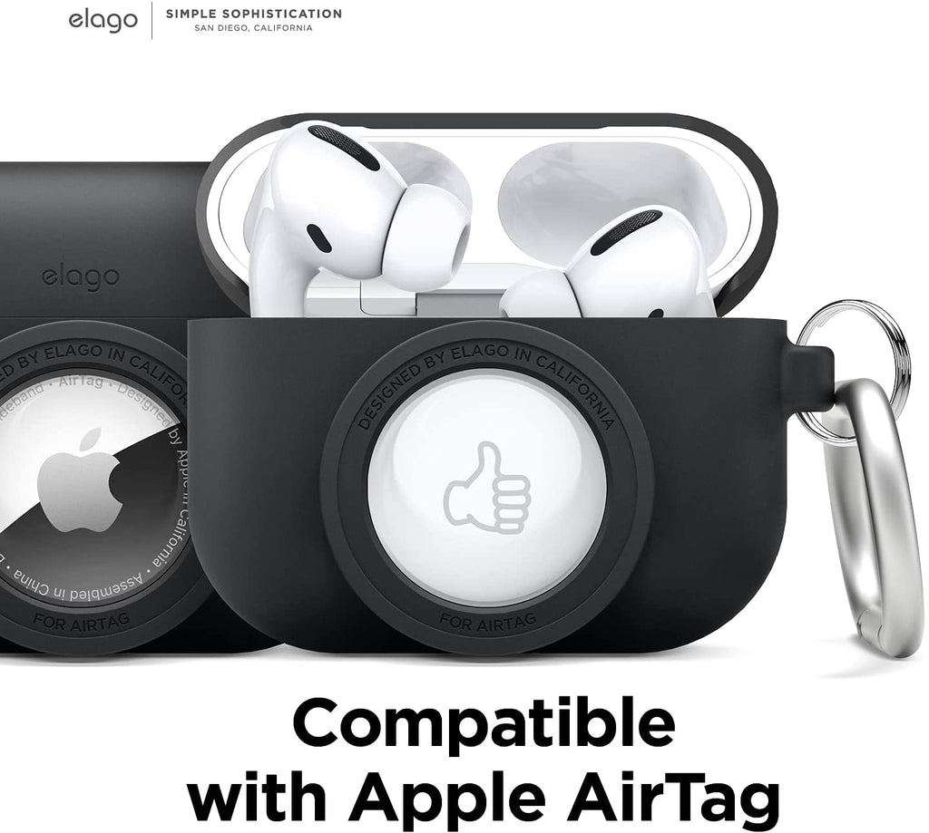 Elago Snap Shot Case - Θήκη Σιλικόνης για AirPods Pro 1st Gen και AirTag 2 / 1 - Black (EAPPAT1-BK)