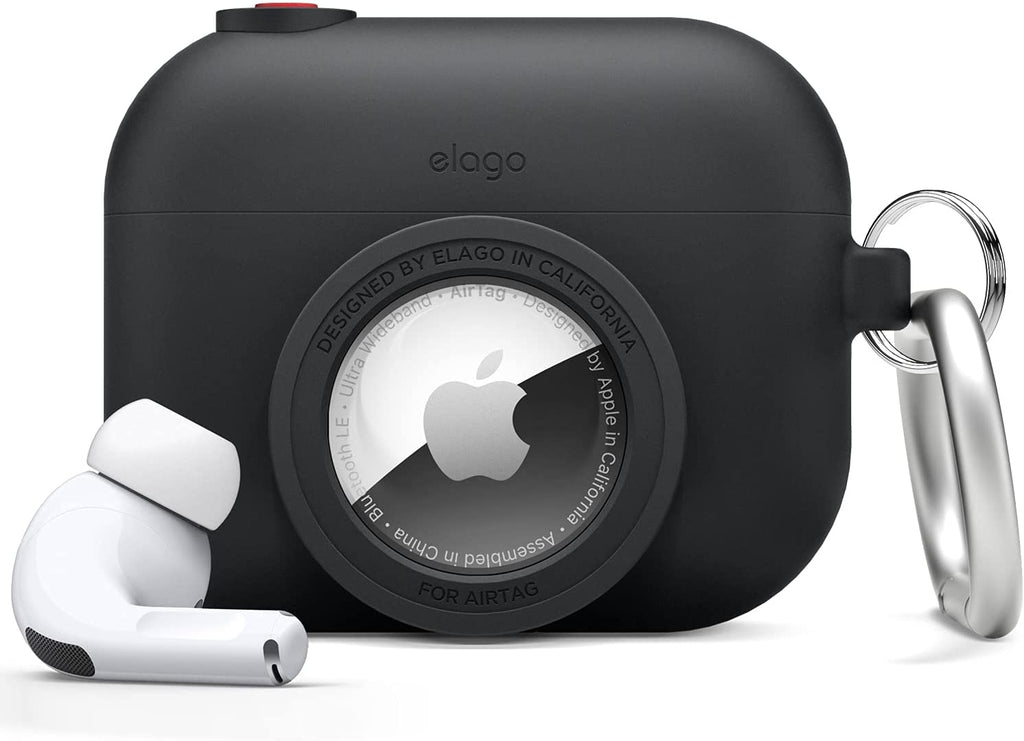 Elago Snap Shot Case - Θήκη Σιλικόνης για AirPods Pro 1st Gen και AirTag 2 / 1 - Black (EAPPAT1-BK)