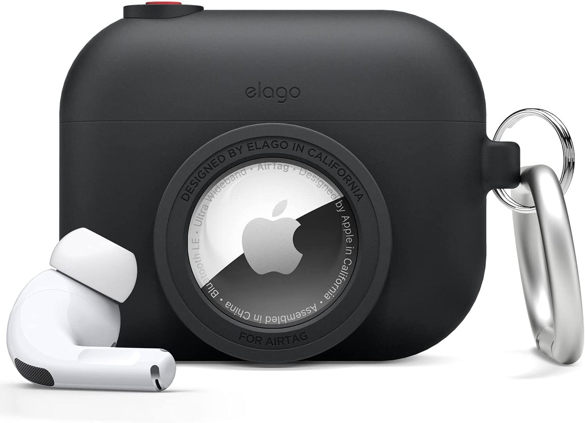 Elago Snap Shot Case - Θήκη Σιλικόνης για AirPods Pro 1st Gen και AirTag 2 / 1 - Black (EAPPAT1-BK)