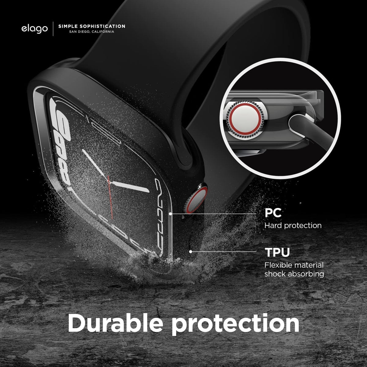 Elago Θήκη Duo Case Apple Watch SE/9/8/7/6/5/4 (45/44mm) - Black / Metalic Dark Grey (EAW45DUO-BKMDGY)