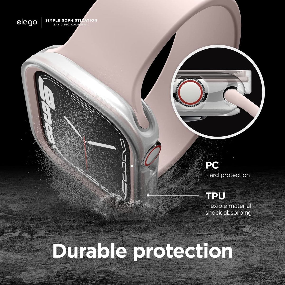 Elago Θήκη Duo Case Apple Watch SE/9/8/7/6/5/4 (45/44mm) - Transparent / Lovely Pink (EAW45DUO-TRLPK)
