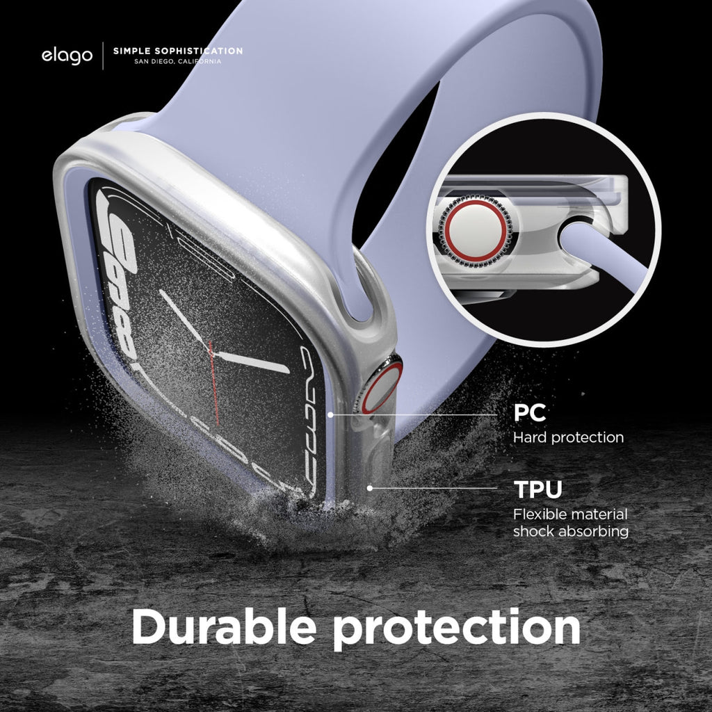 Elago Θήκη Duo Case Apple Watch SE/9/8/7/6/5/4 (45/44mm) - Transparent / Purple (EAW45DUO-TRPU)