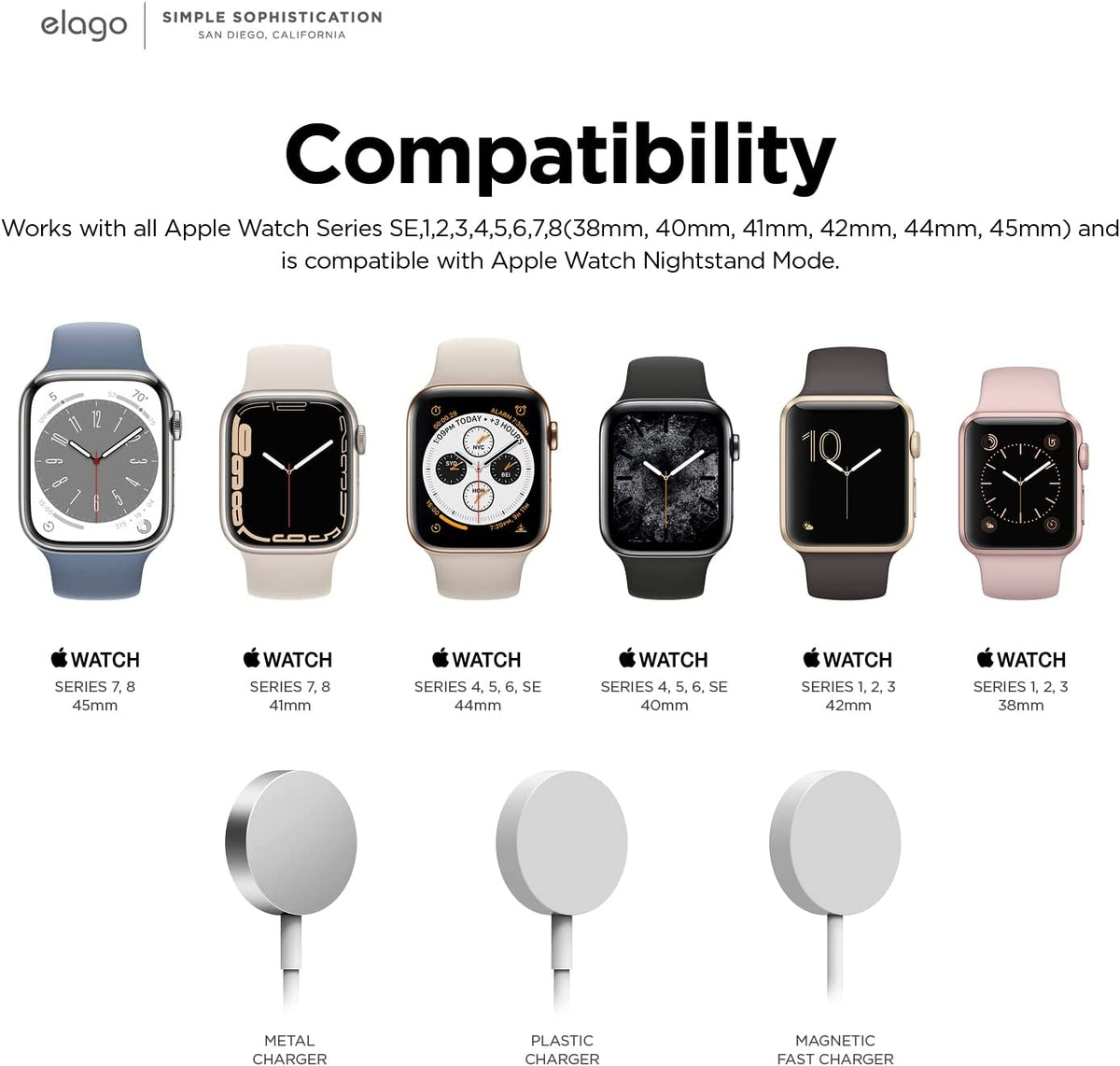 Elago W8 Stand Apple Watch Charging Station - Βάση Σιλικόνης για Φορτιστή Apple Watch SE/9/8/7/6/5/4/3/2/1 (45/44/42/41/40/38