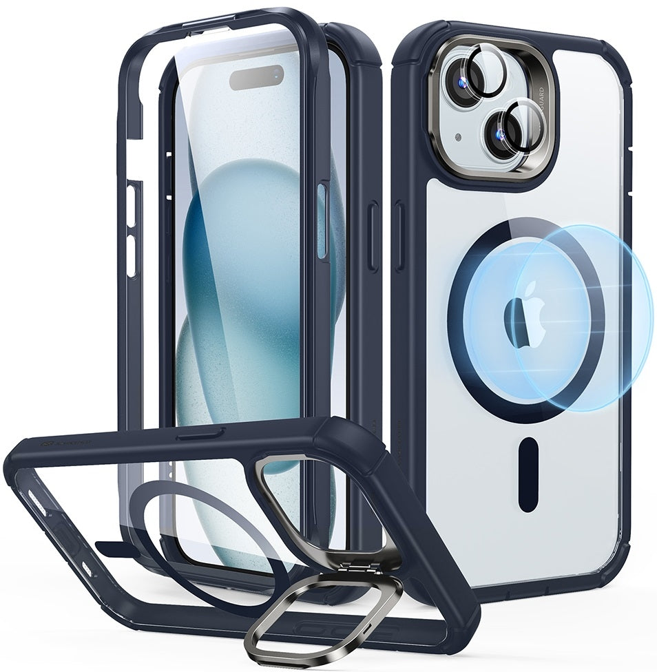 ESR Armor Tough with Stash Stand HaloLock - Ανθεκτική 360° Διάφανη MagSafe Θήκη με Kickstand & Tempered Glass για Φακό Κάμερα