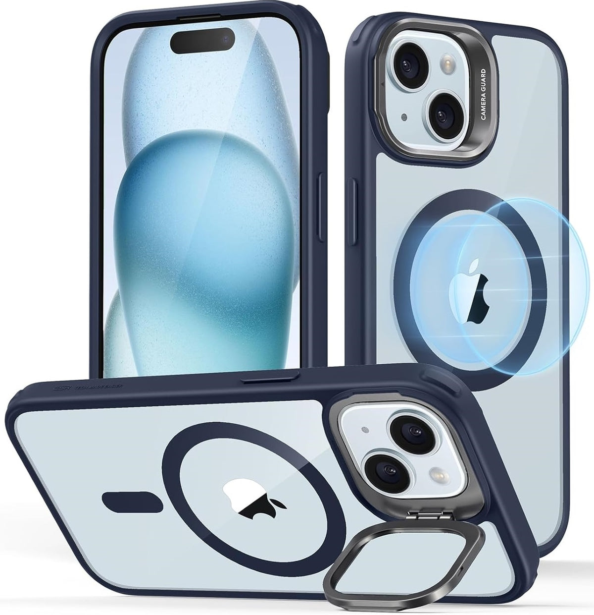 ESR Classic Kickstand Hybrid HaloLock - Διάφανη Ανθεκτική MagSafe Θήκη Apple iPhone 15 Plus - Clear / Dark Blue (489424017652