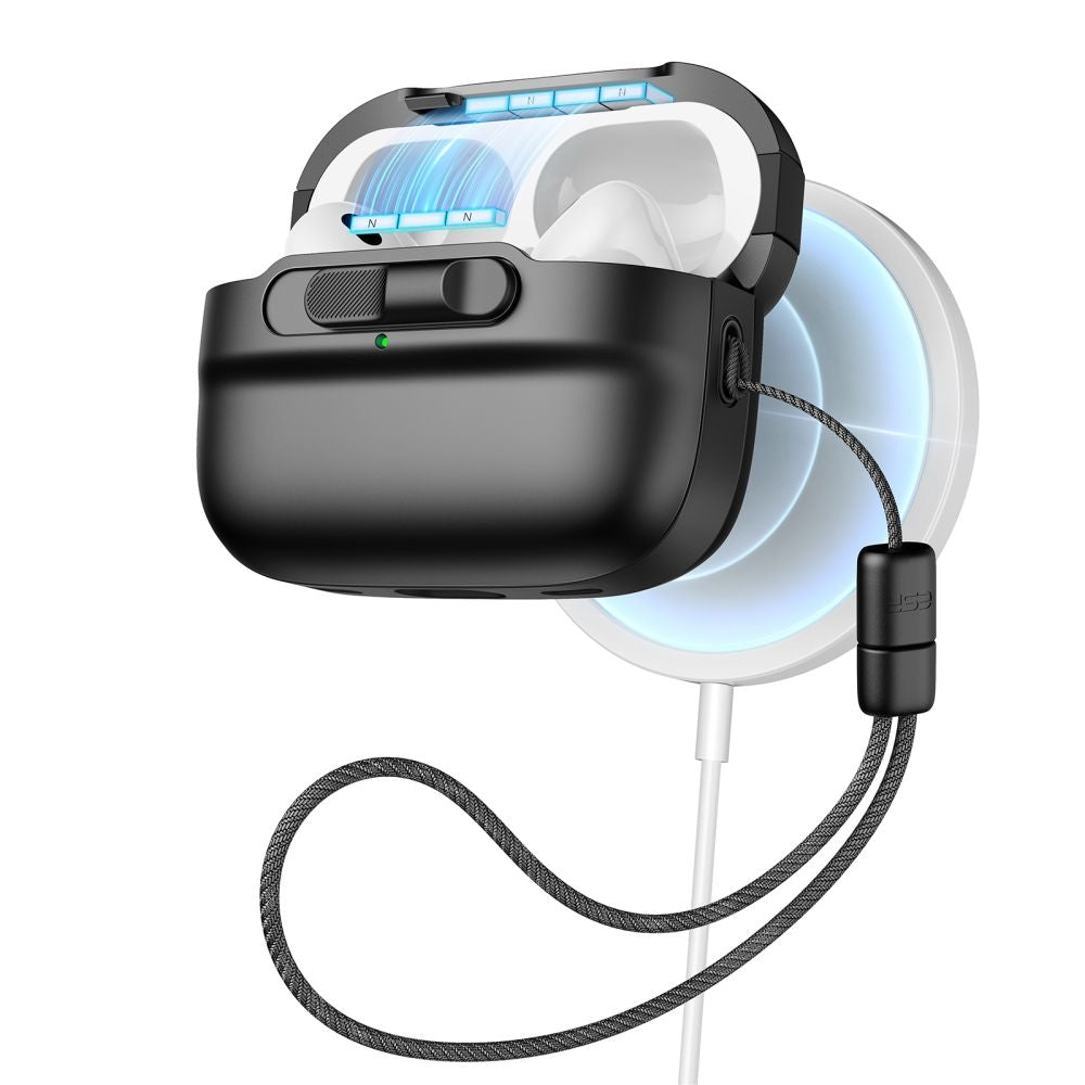 ESR Pulse Magnetic Lock Case HaloLock - MagSafe Θήκη Apple AirPods Pro 2nd Gen / 1st Gen με Λουράκι Χειρός - Black (489424017
