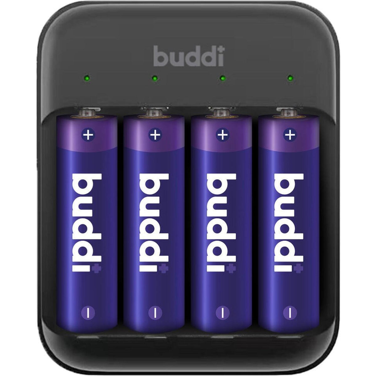 Φορτιστής Μπαταριών Buddi 4 Θέσεων για Επαναφορτιζόμενες Μπαταρίες Μεγέθους AA / AAA 5 Έτη Εγγύηση - Black (8719246496820)