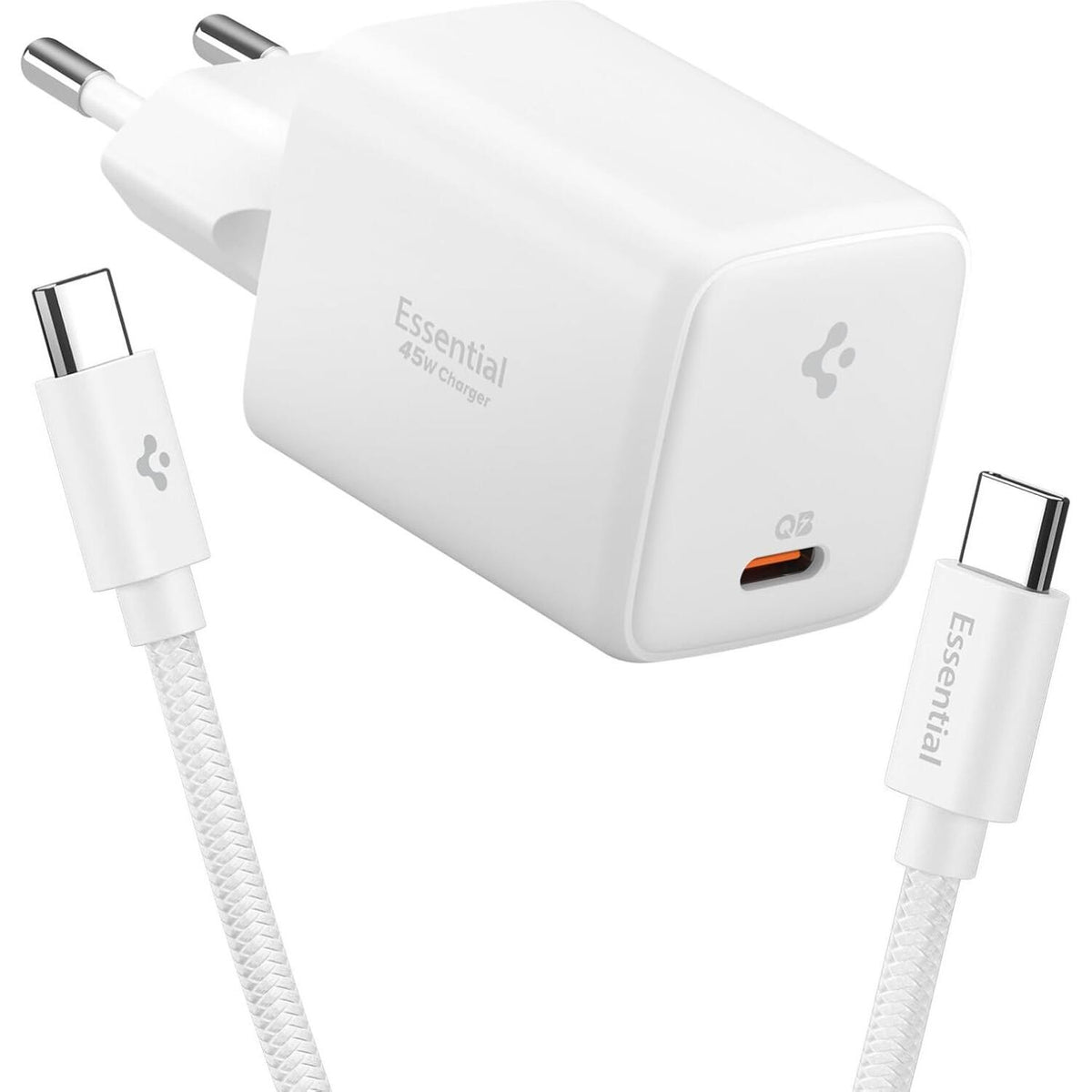 Spigen EE451EU GaN Pro Φορτιστής USB-C 45W με Καλώδιο USB-C 100W - White