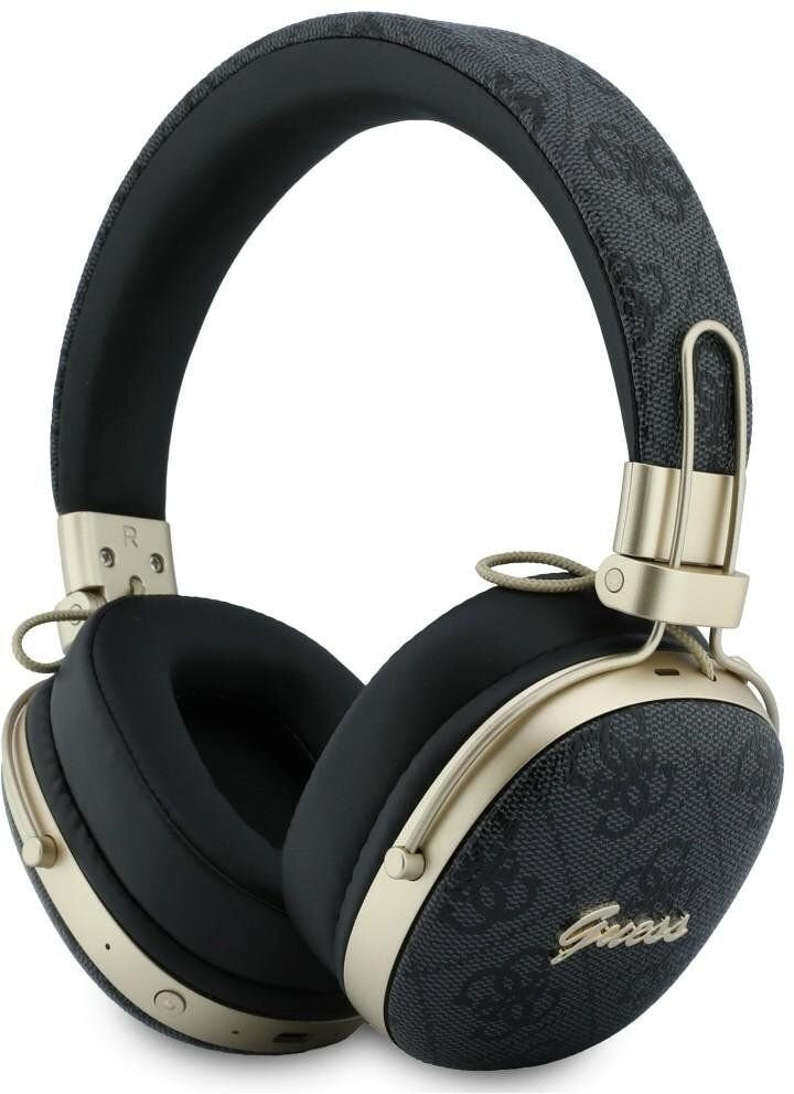 Guess 4G Gold Script Metal Ασύρματα Over Ear Ακουστικά Bluetooth 5.4 ENC Μαύρα