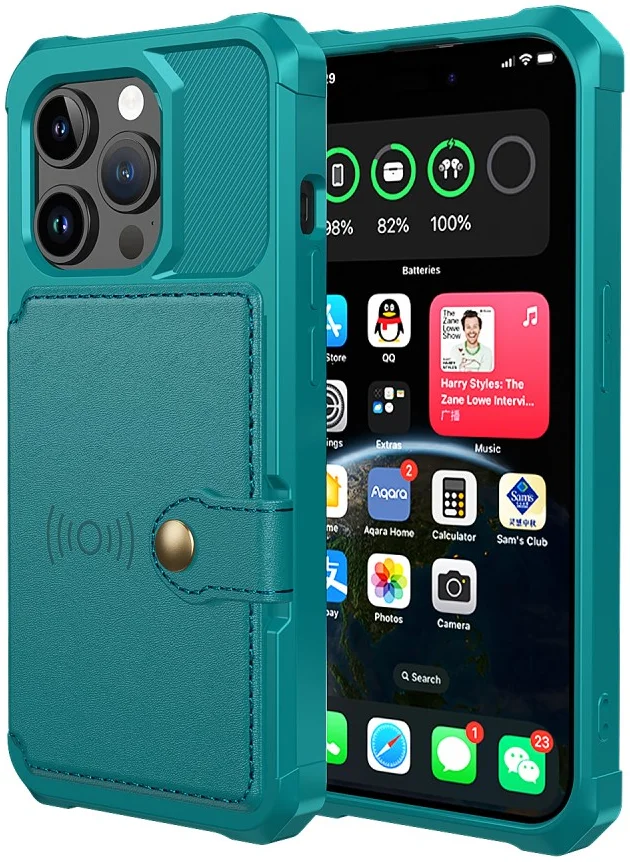 HappyCase 3 σε 1 - Θήκη Σιλικόνης με Ενσωματωμένο PU Πορτοφόλι - Apple iPhone 15 Pro Max - Blue (8719246421228)