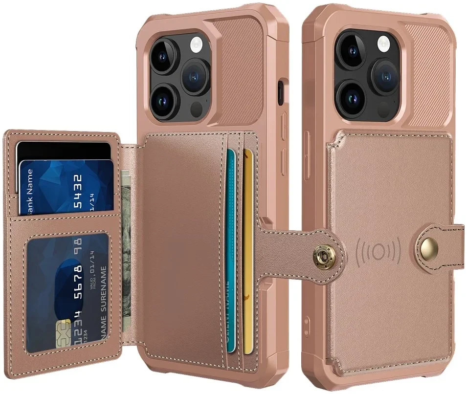 HappyCase 3 σε 1 - Θήκη Σιλικόνης με Ενσωματωμένο PU Πορτοφόλι - Apple iPhone 15 Pro - Pink (8719246421013)