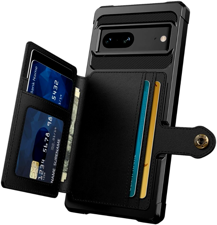 HappyCase 3 σε 1 - Θήκη Σιλικόνης με Ενσωματωμένο PU Πορτοφόλι - Google Pixel 7 - Black (8719246391484)