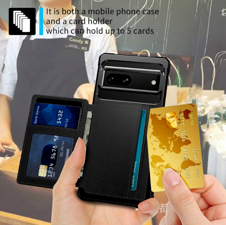 HappyCase 3 σε 1 - Θήκη Σιλικόνης με Ενσωματωμένο PU Πορτοφόλι - Google Pixel 7 - Black (8719246391484)