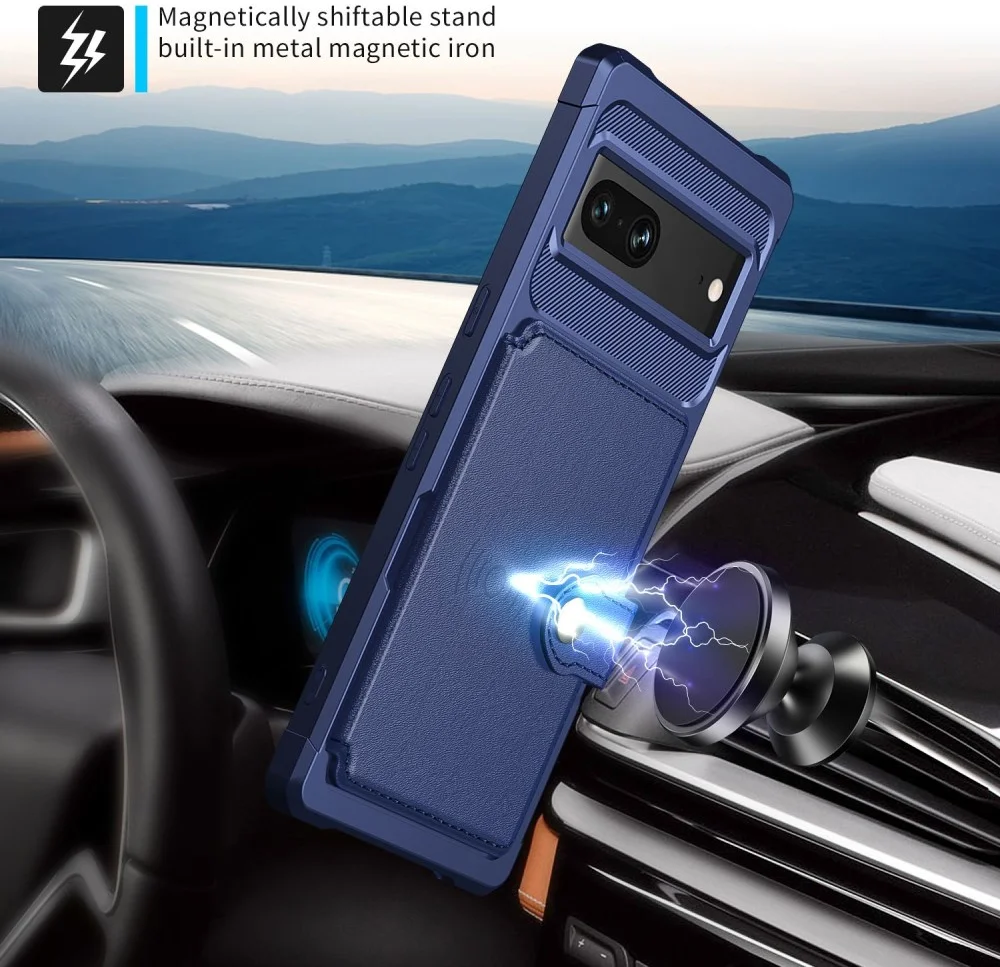 HappyCase 3 σε 1 - Θήκη Σιλικόνης με Ενσωματωμένο PU Πορτοφόλι - Google Pixel 7 - Dark Blue (8719246421433)
