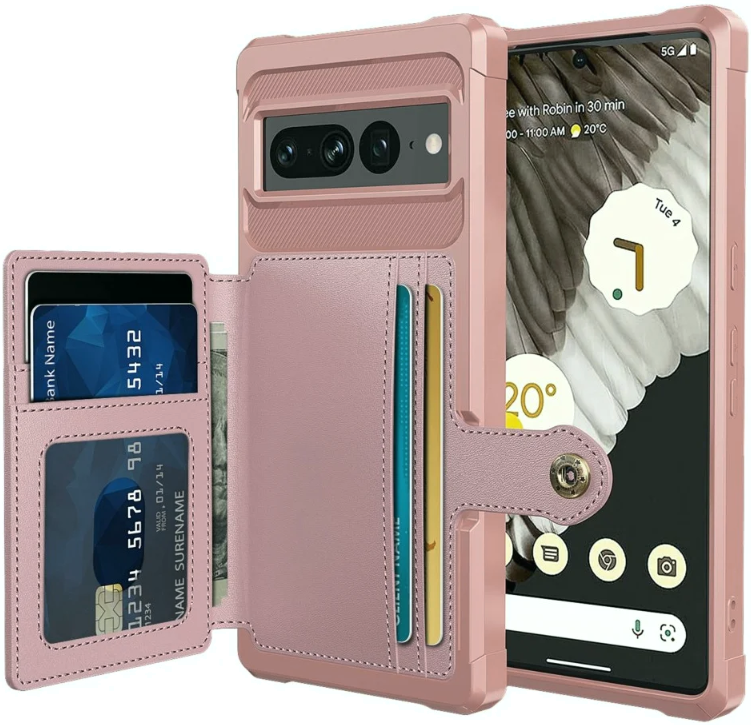 HappyCase 3 σε 1 - Θήκη Σιλικόνης με Ενσωματωμένο PU Πορτοφόλι - Google Pixel 7 Pro - Pink (8719246421044)