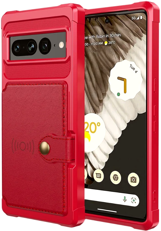 HappyCase 3 σε 1 - Θήκη Σιλικόνης με Ενσωματωμένο PU Πορτοφόλι - Google Pixel 7 Pro - Red (8719246420641)